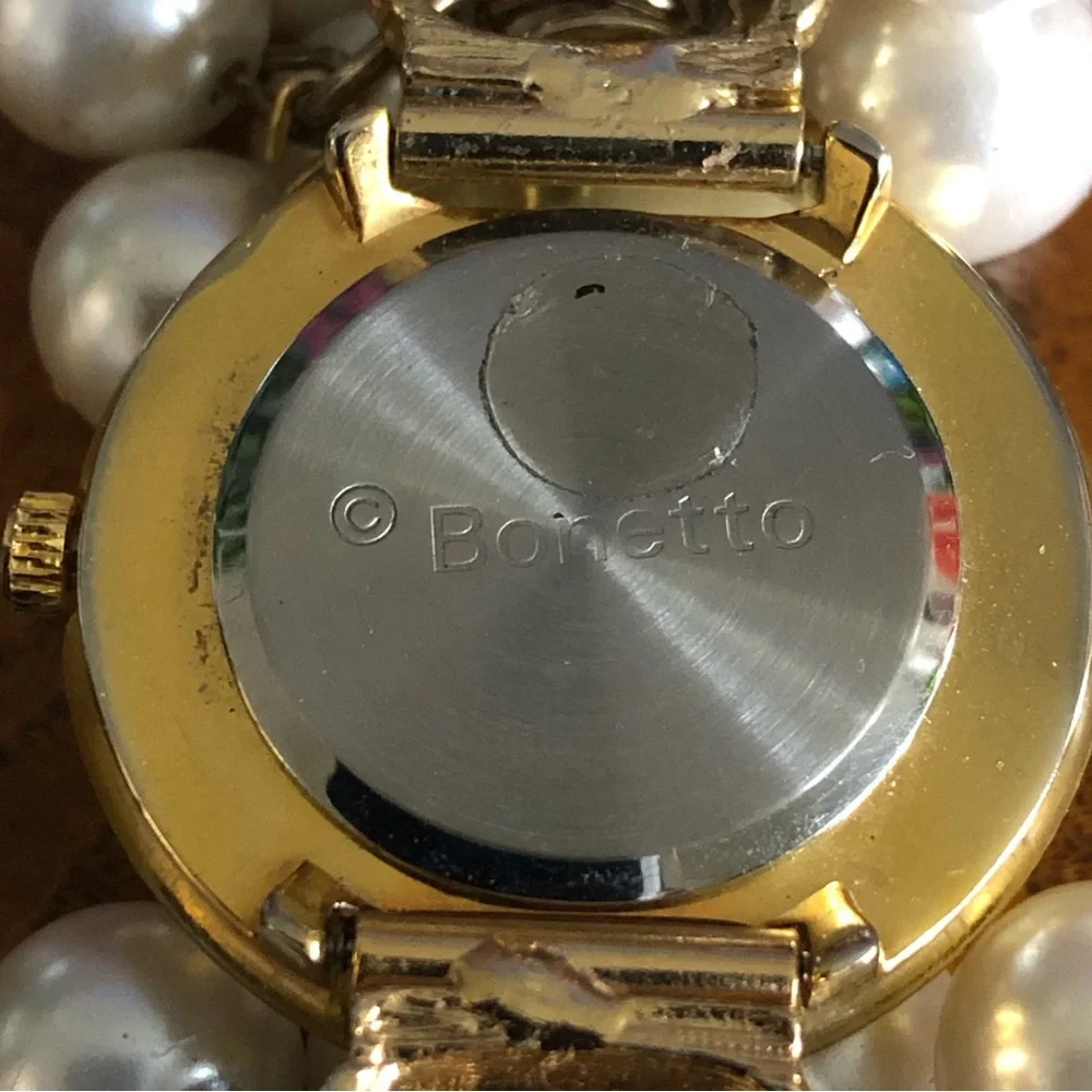Vintage 80s Bonetto Candy Pearl cluster bracelet watch
